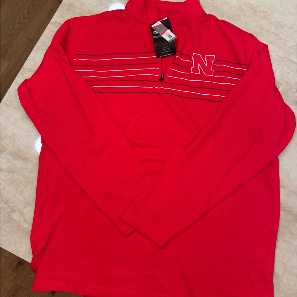 Captivating Men’s Nebraska Cornhuskers 1/4 Zip Pullover Sweatshirt Size L NEW